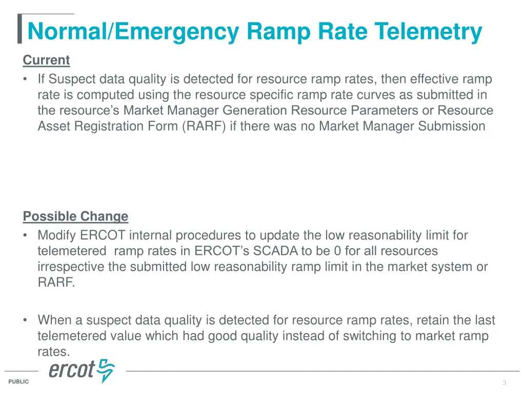 normal emergency ramp rate telemetry