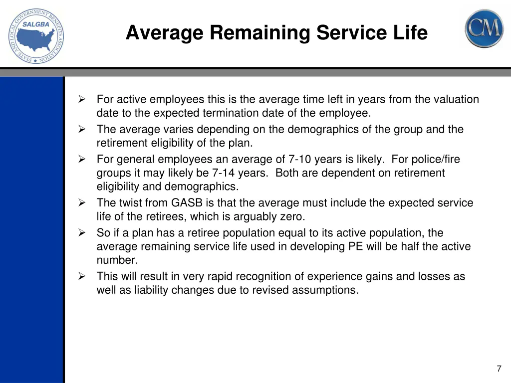 average remaining service life