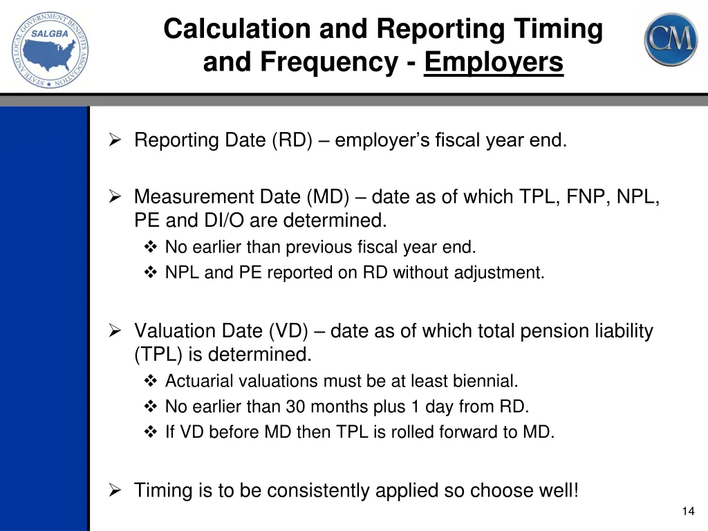 calculation and reporting timing and frequency 1