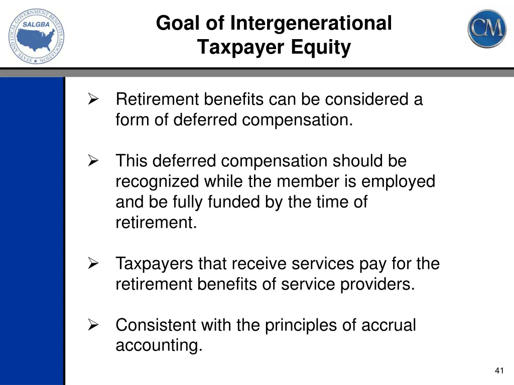 goal of intergenerational taxpayer equity