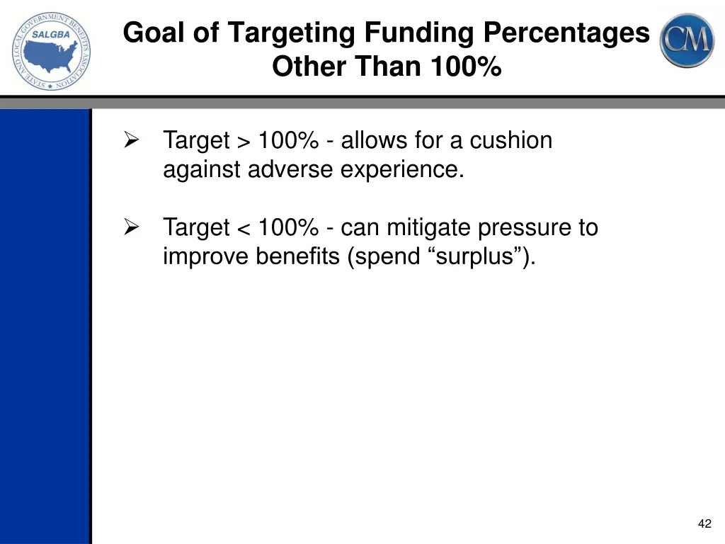 goal of targeting funding percentages other than