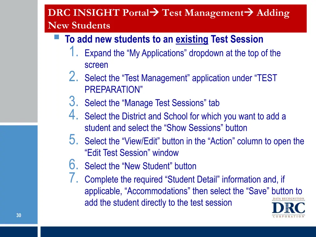 drc insight portal new students
