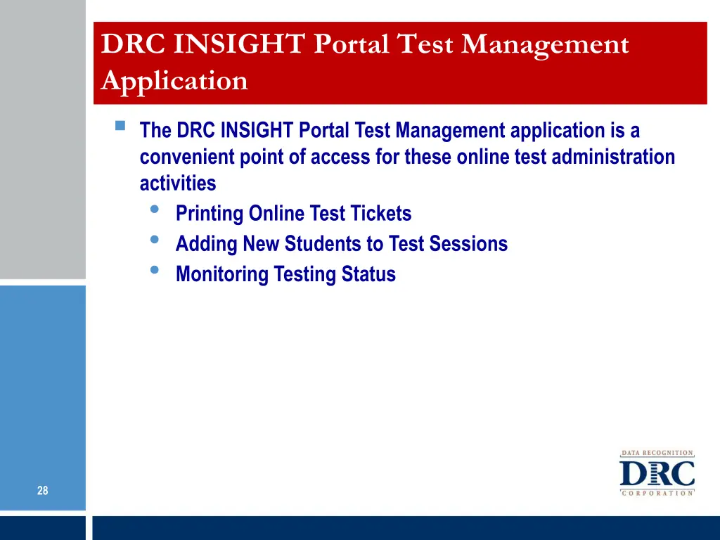 drc insight portal test management application