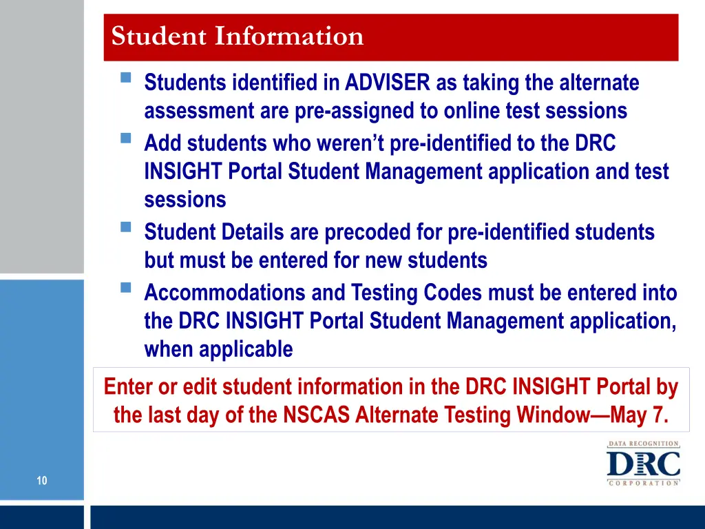 student information
