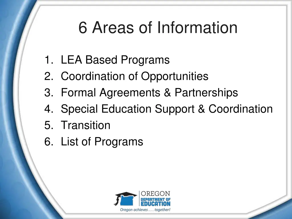 6 areas of information
