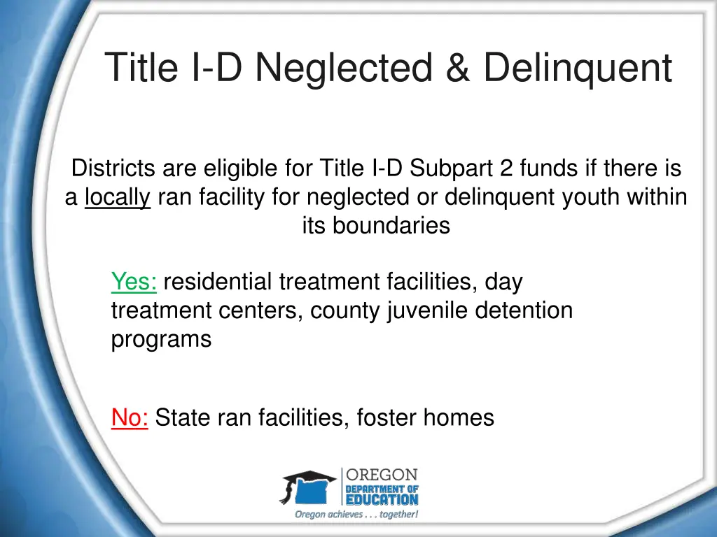 title i d neglected delinquent