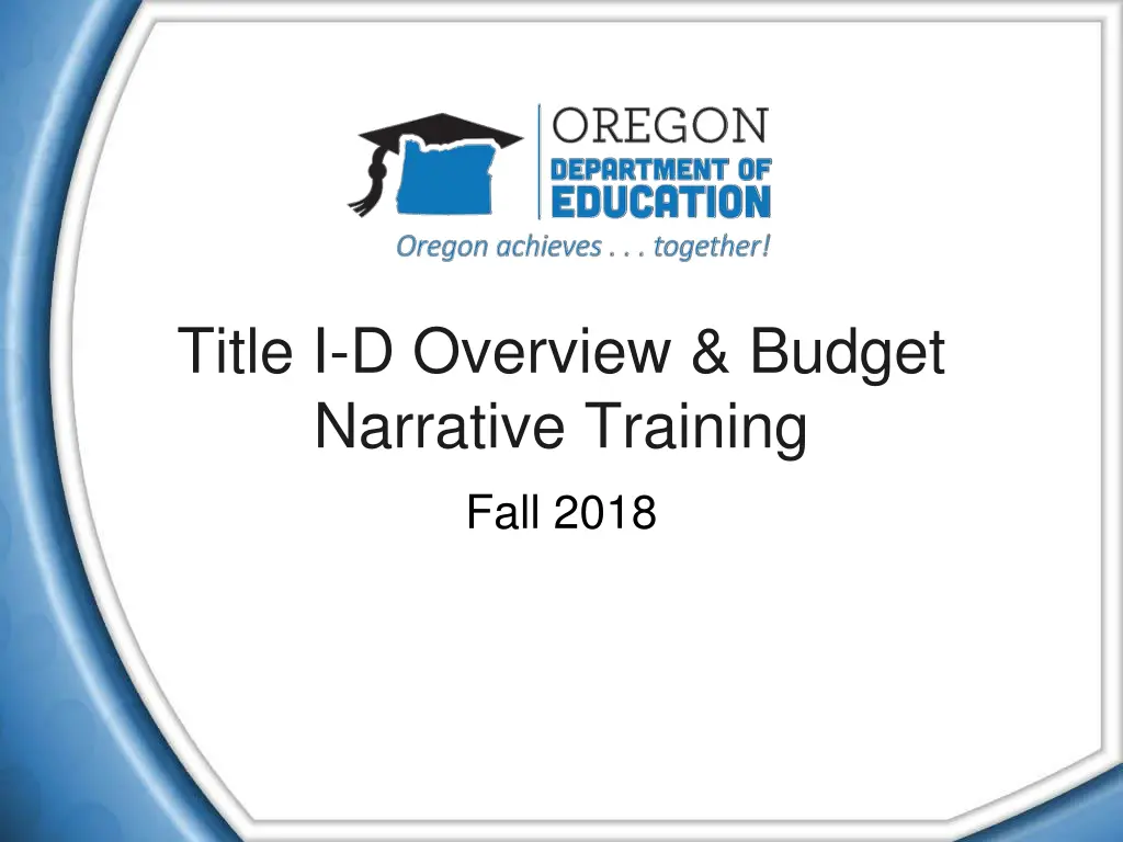 title i d overview budget narrative training fall