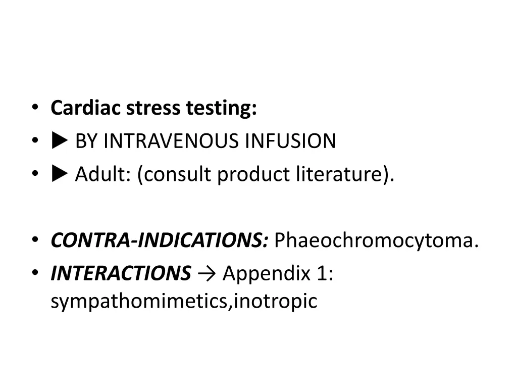 cardiac stress testing by intravenous infusion