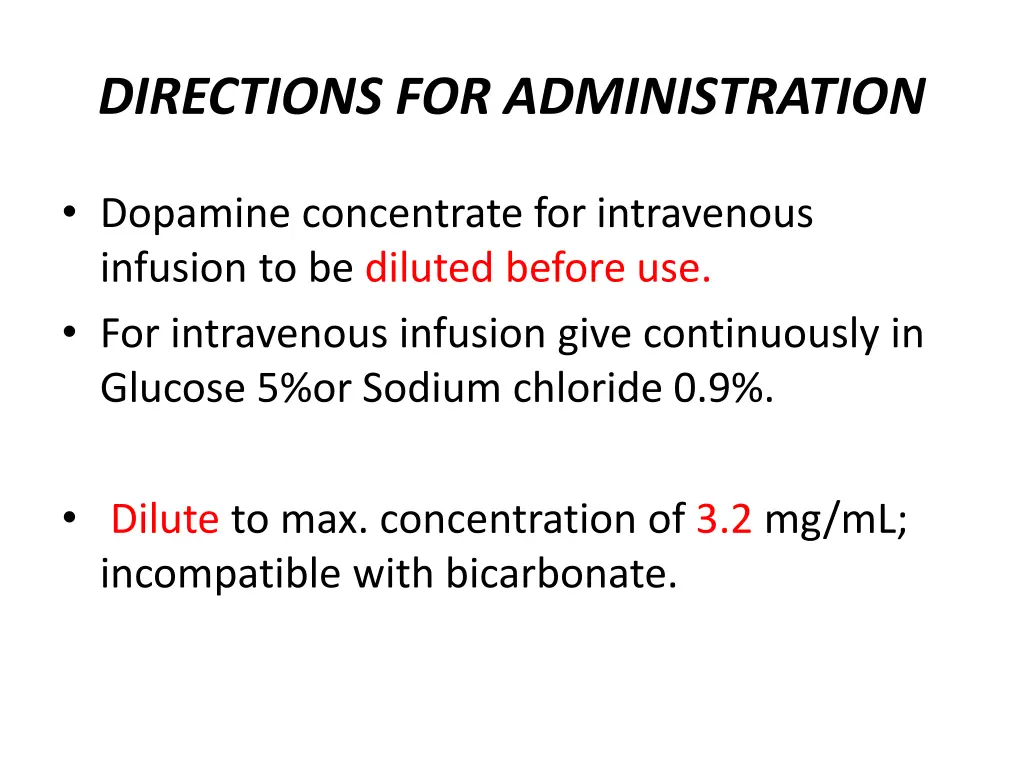 directions for administration