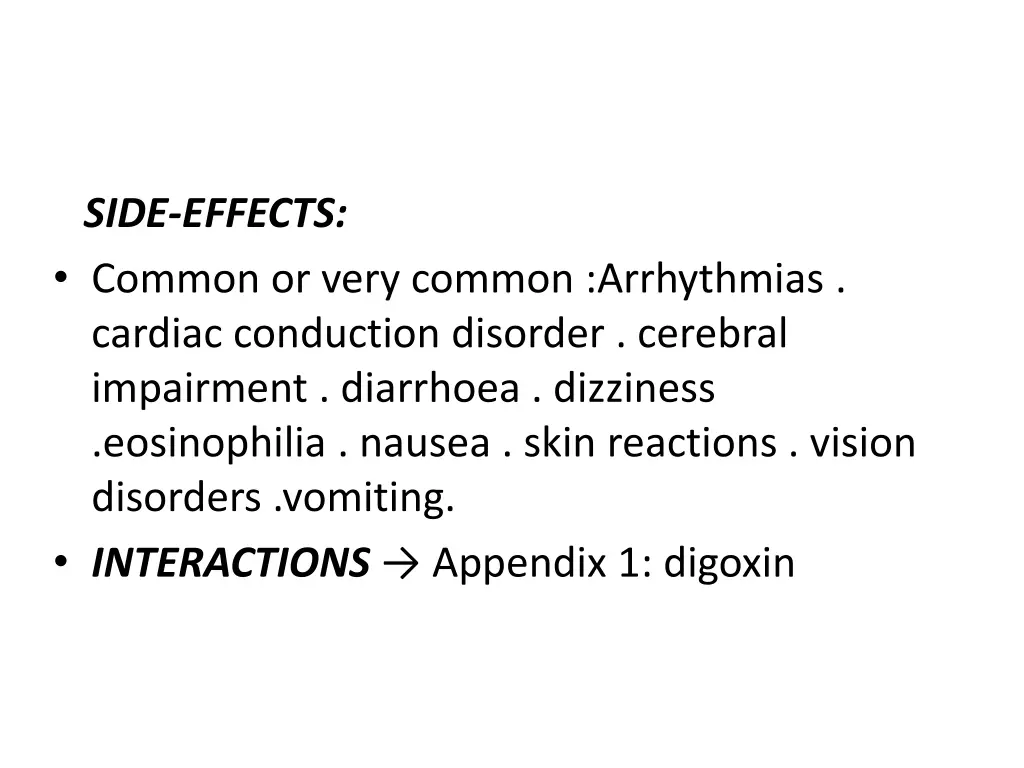 side effects common or very common arrhythmias