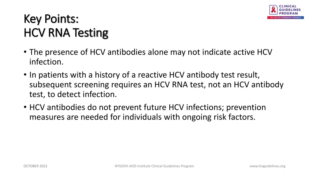 key points key points hcv rna testing