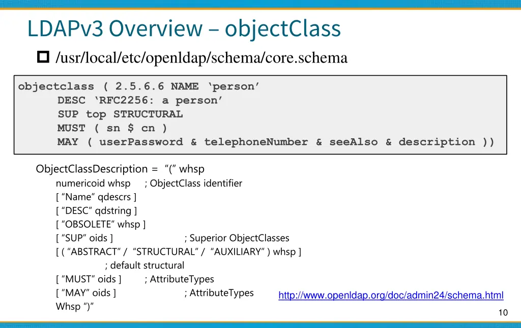 ldapv3 overview objectclass