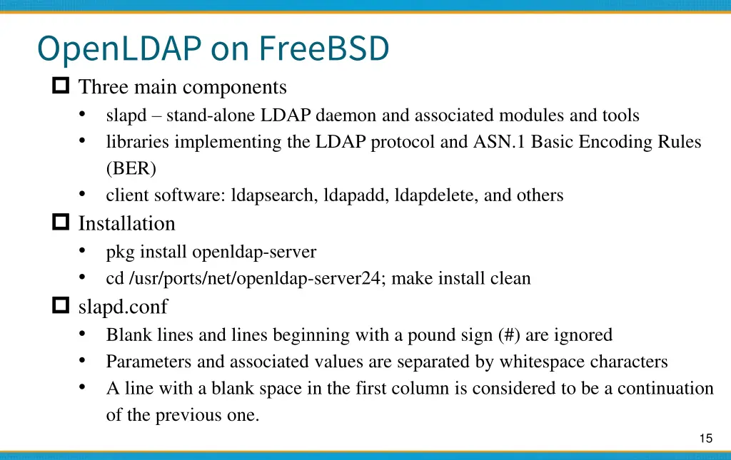 openldap on freebsd three main components slapd