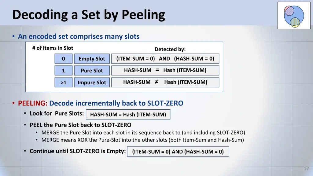 decoding a set by peeling