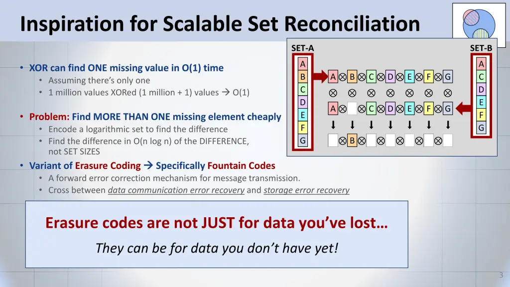 inspiration for scalable set reconciliation