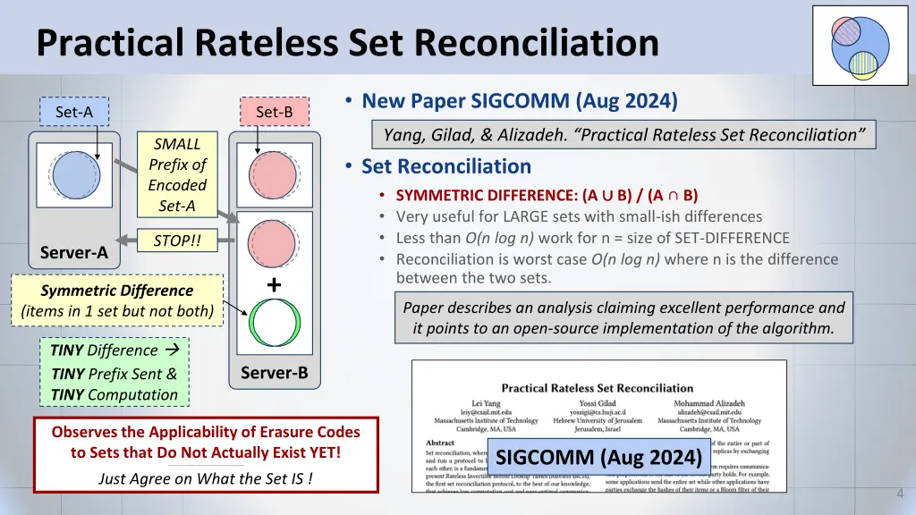 practical rateless set reconciliation