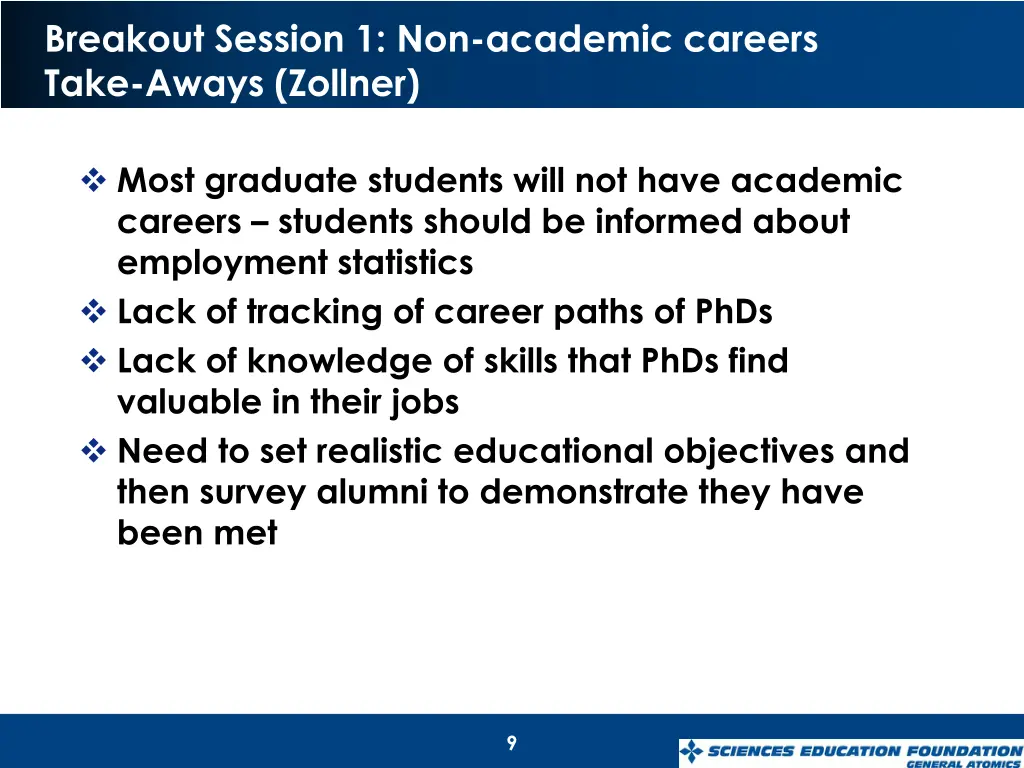 breakout session 1 non academic careers take