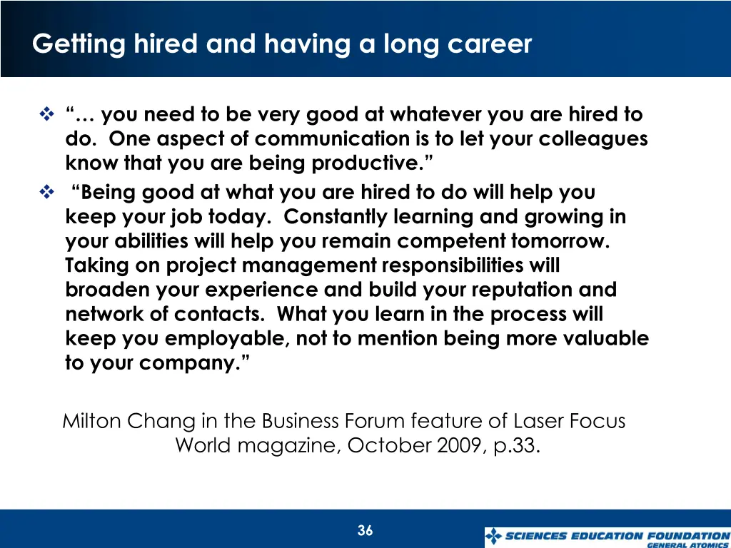 getting hired and having a long career