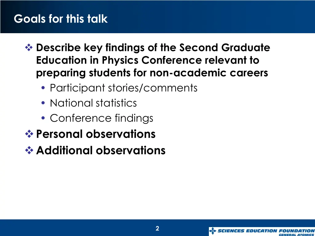 goals for this talk