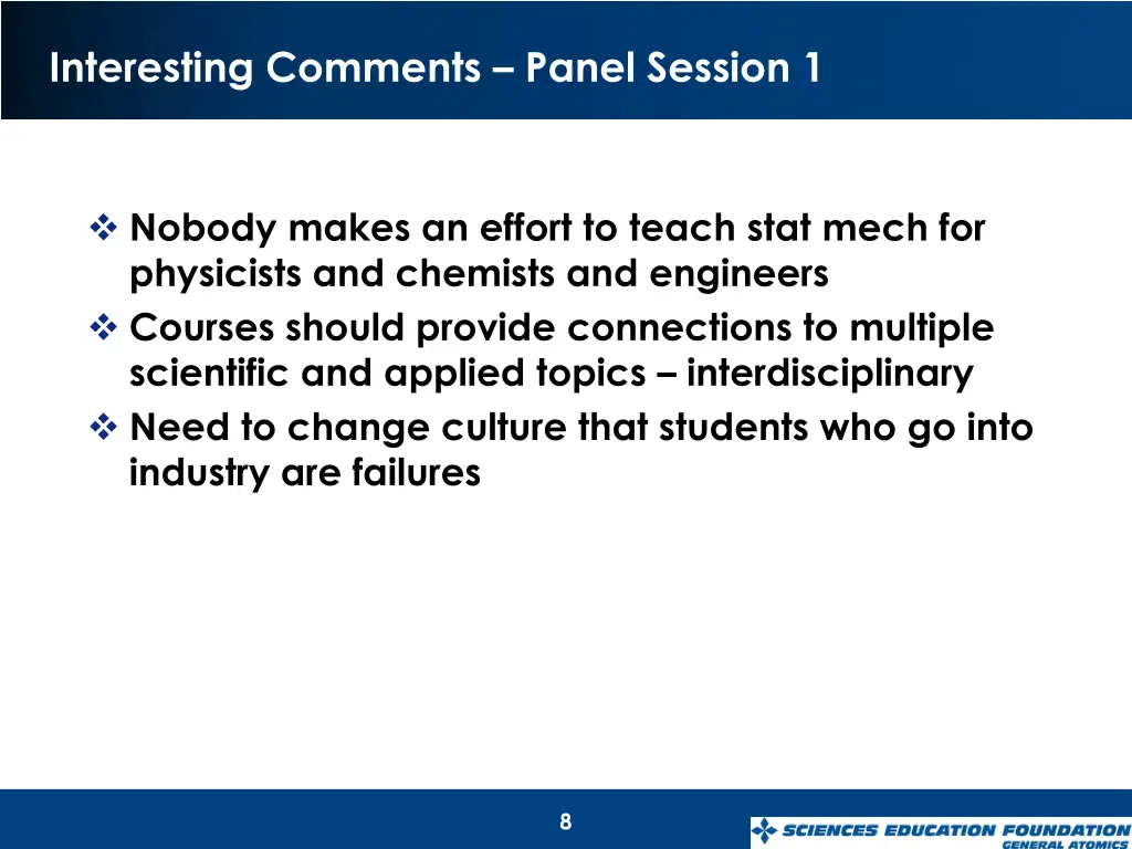 interesting comments panel session 1