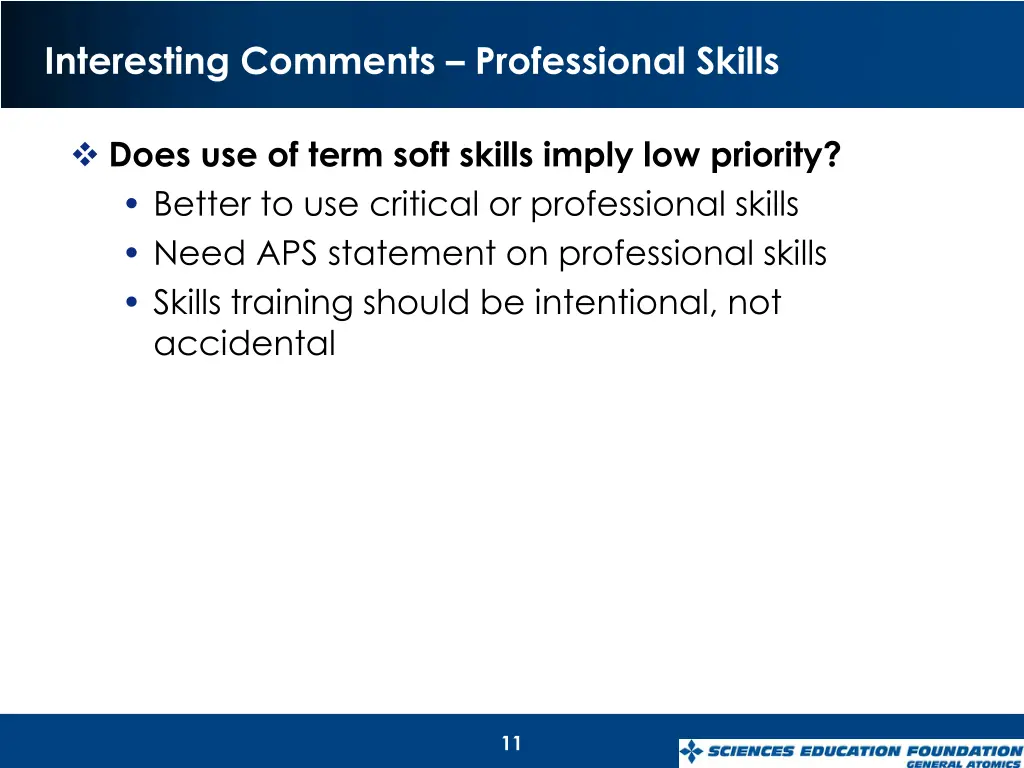 interesting comments professional skills