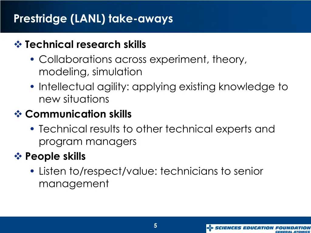 prestridge lanl take aways