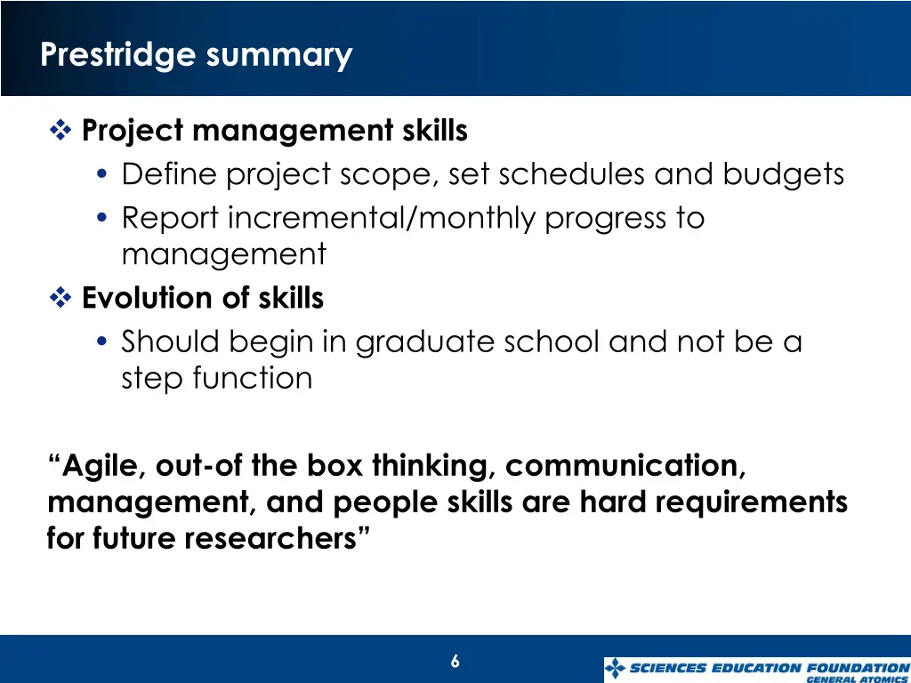 prestridge summary