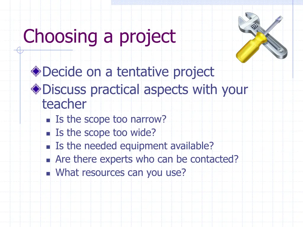 choosing a project 1