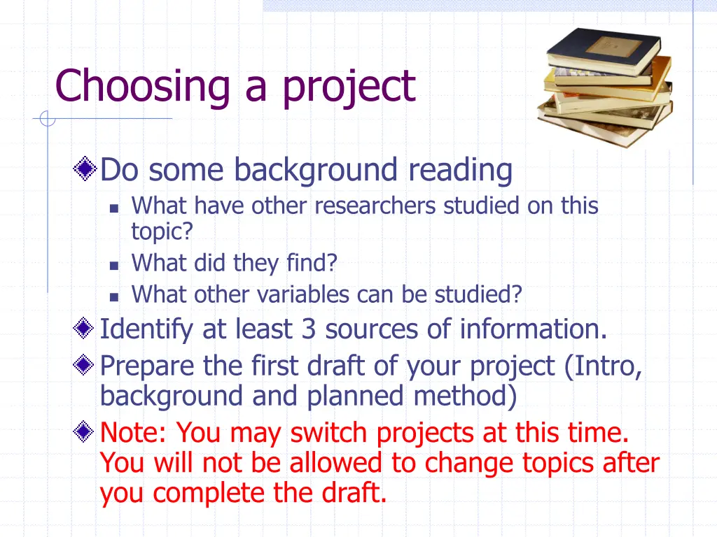choosing a project 2