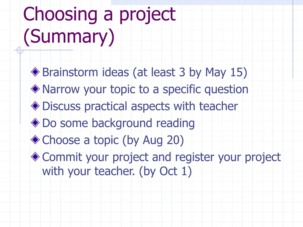 choosing a project summary