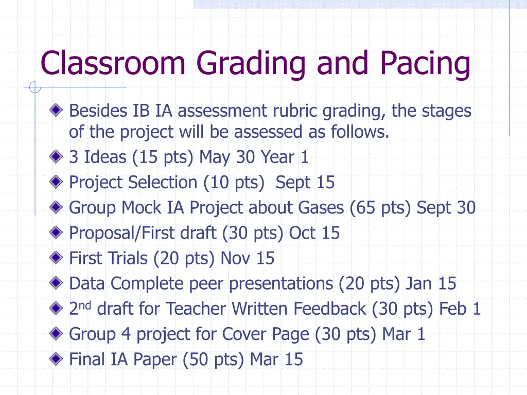 classroom grading and pacing