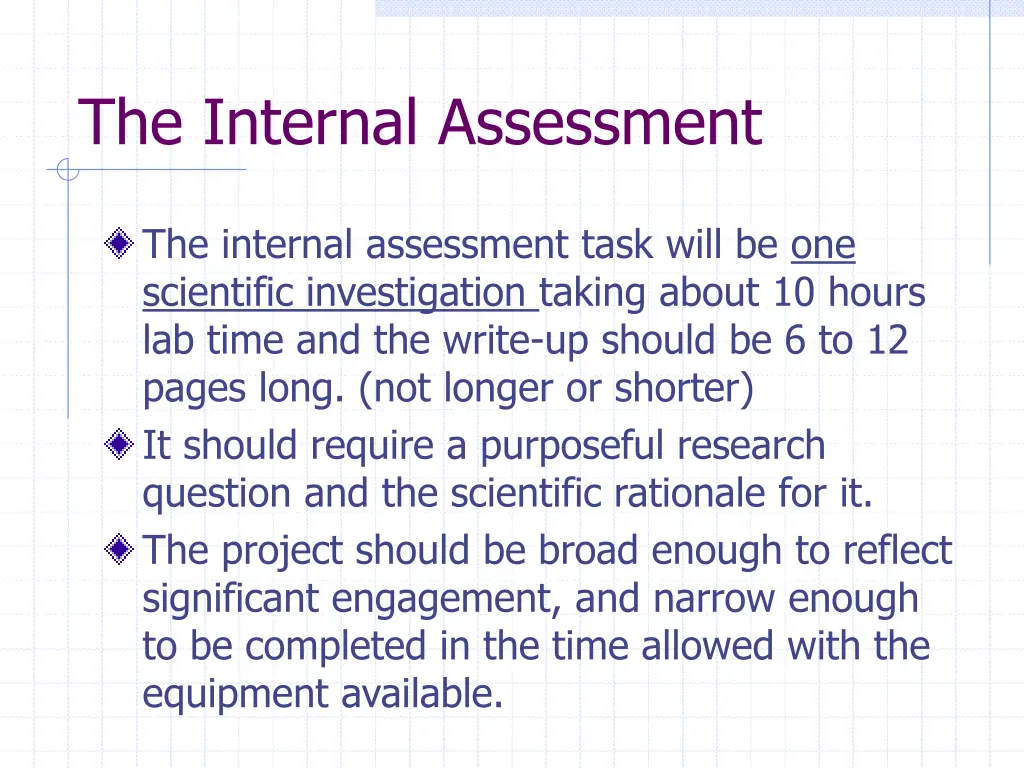 the internal assessment