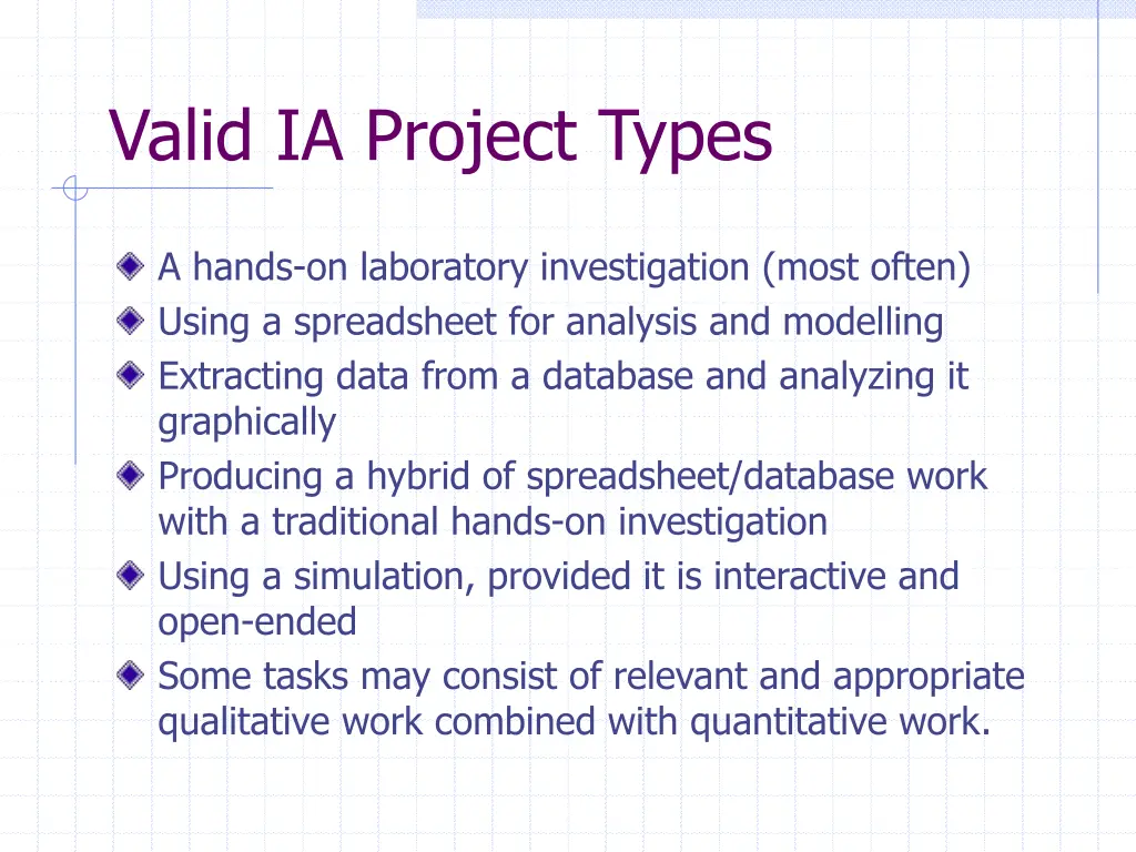 valid ia project types