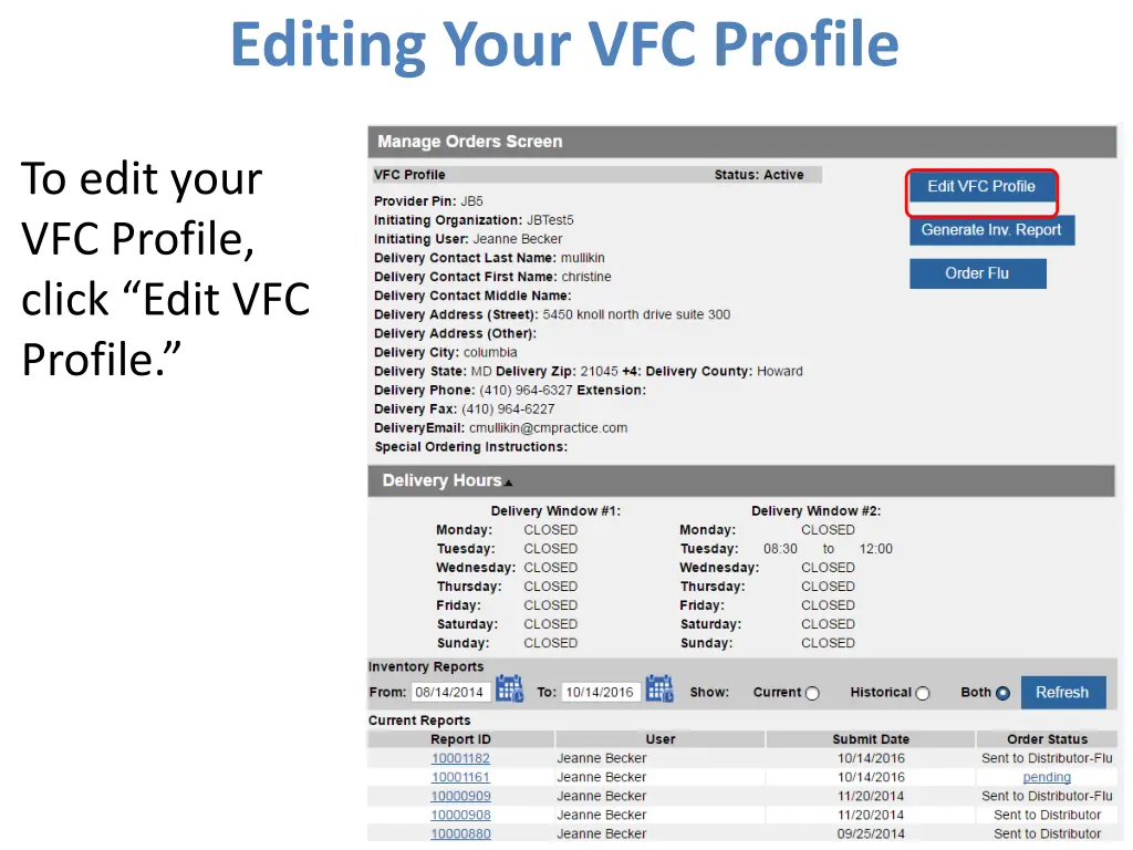 editing your vfc profile