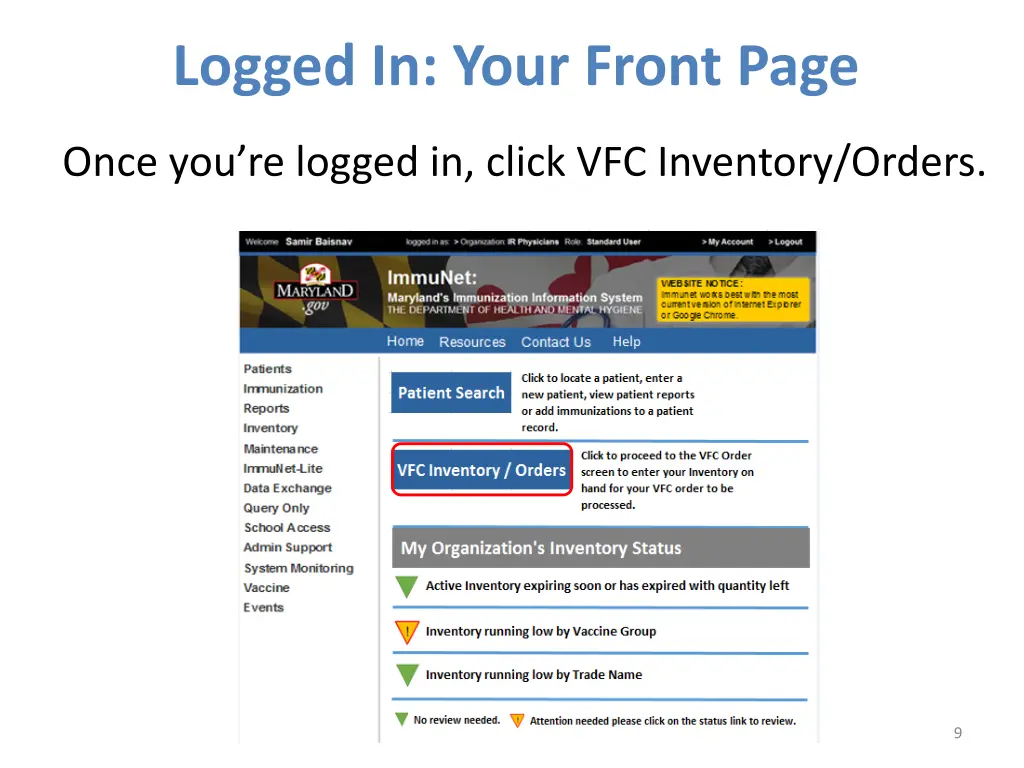 logged in your front page
