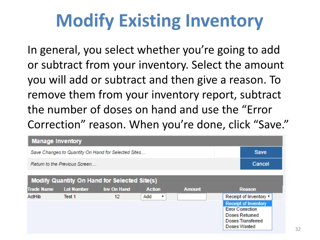 modify existing inventory 1