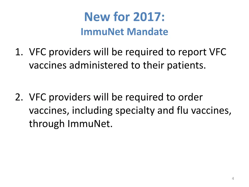 new for 2017 immunet mandate