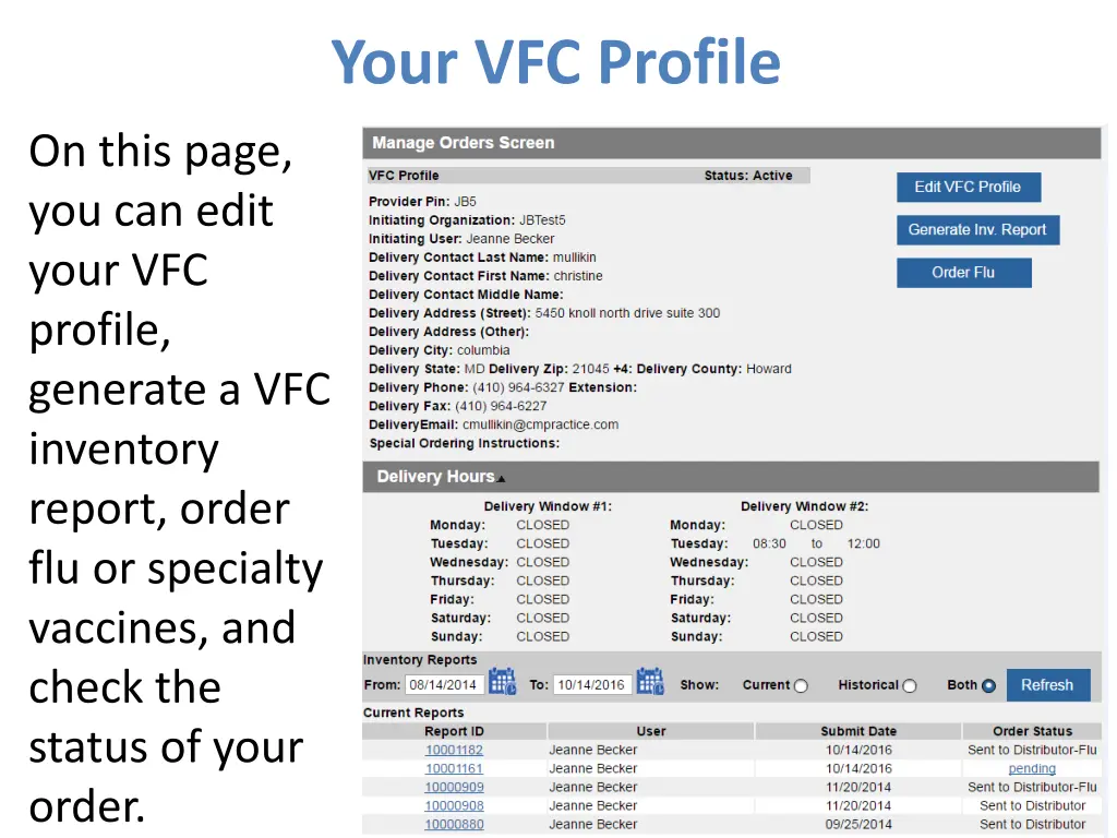 your vfc profile