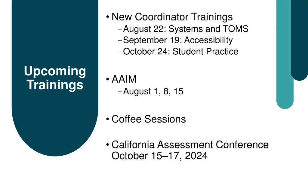 new coordinator trainings august 22 systems