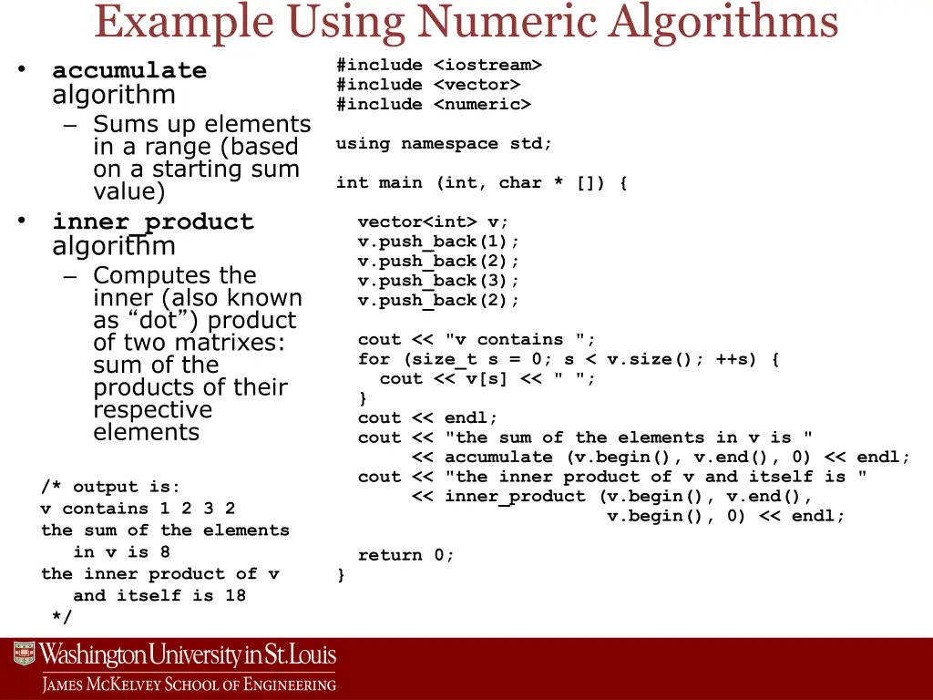 example using numeric algorithms accumulate