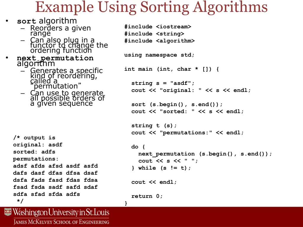 example using sorting algorithms sort algorithm