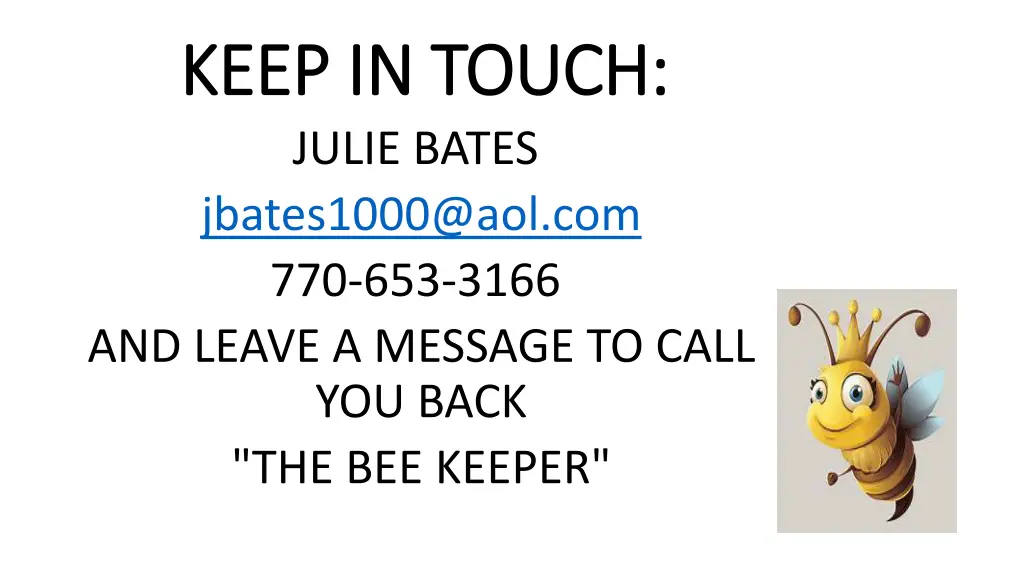 keep in touch keep in touch julie bates