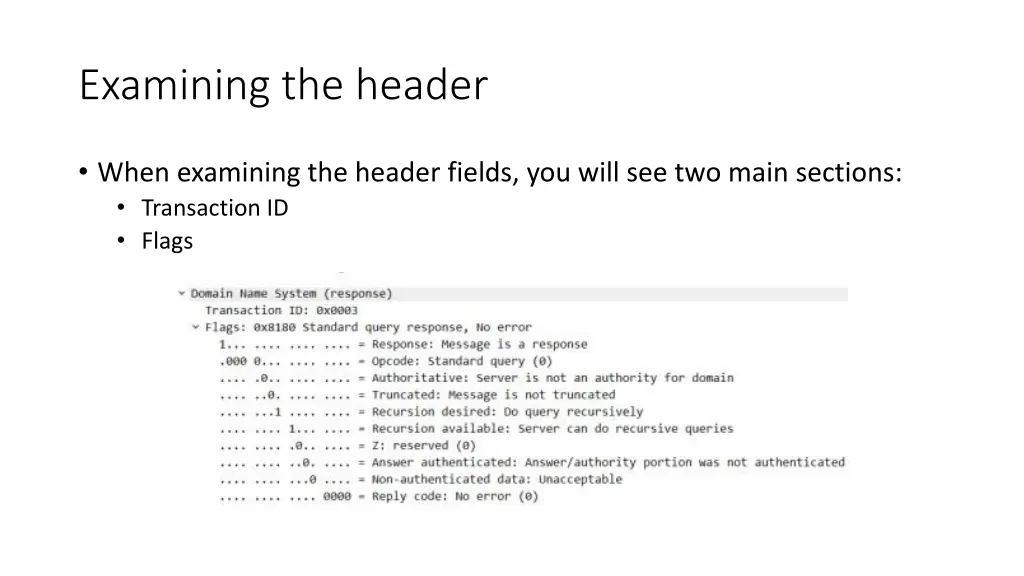 examining the header