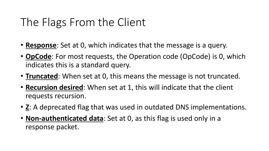 the flags from the client