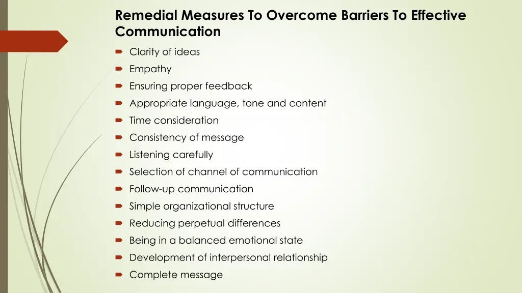 remedial measures to overcome barriers