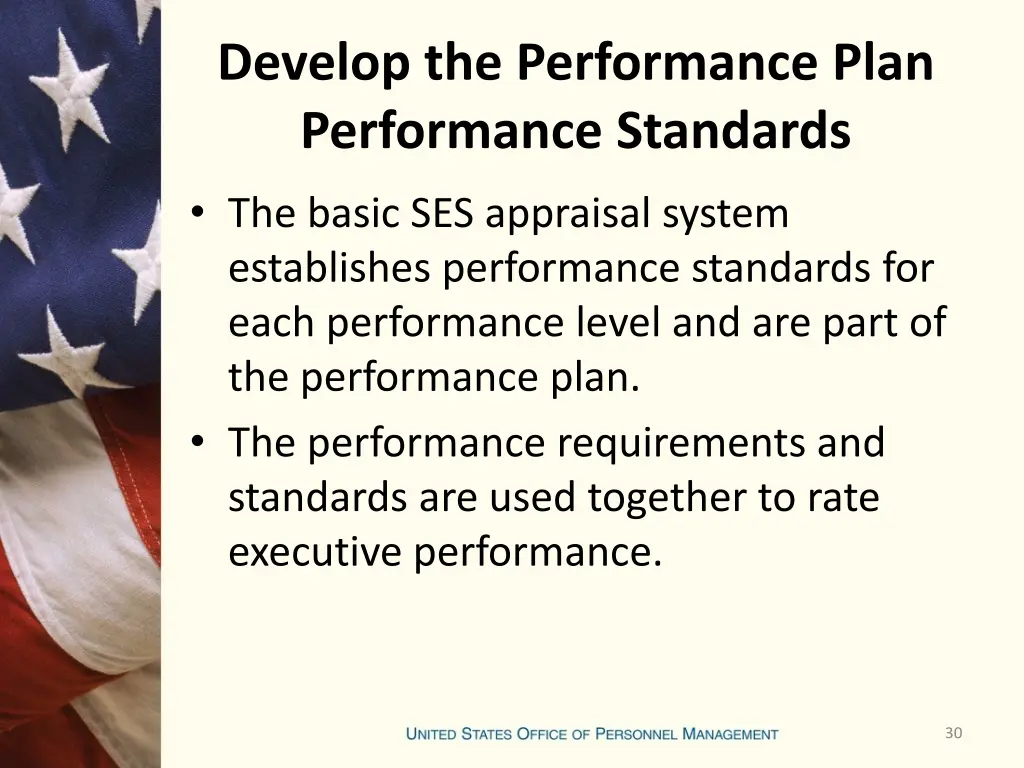 develop the performance plan performance standards