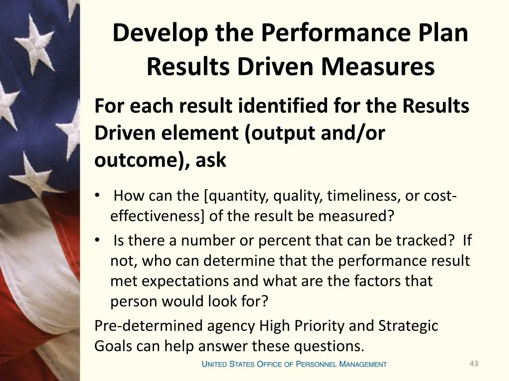 develop the performance plan results driven 11