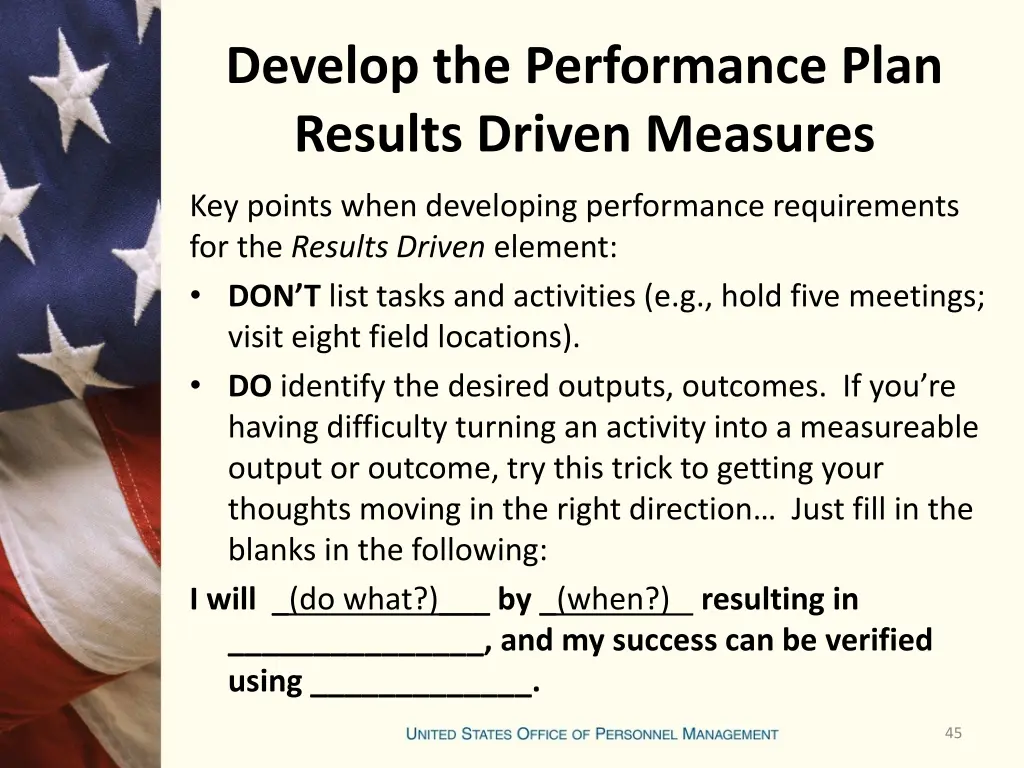 develop the performance plan results driven 13