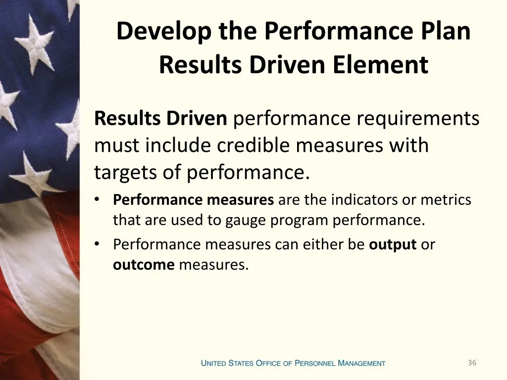 develop the performance plan results driven 4