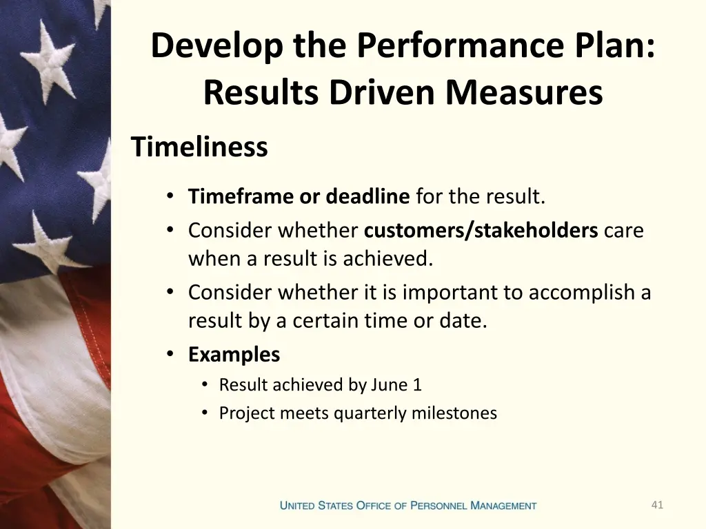 develop the performance plan results driven 9